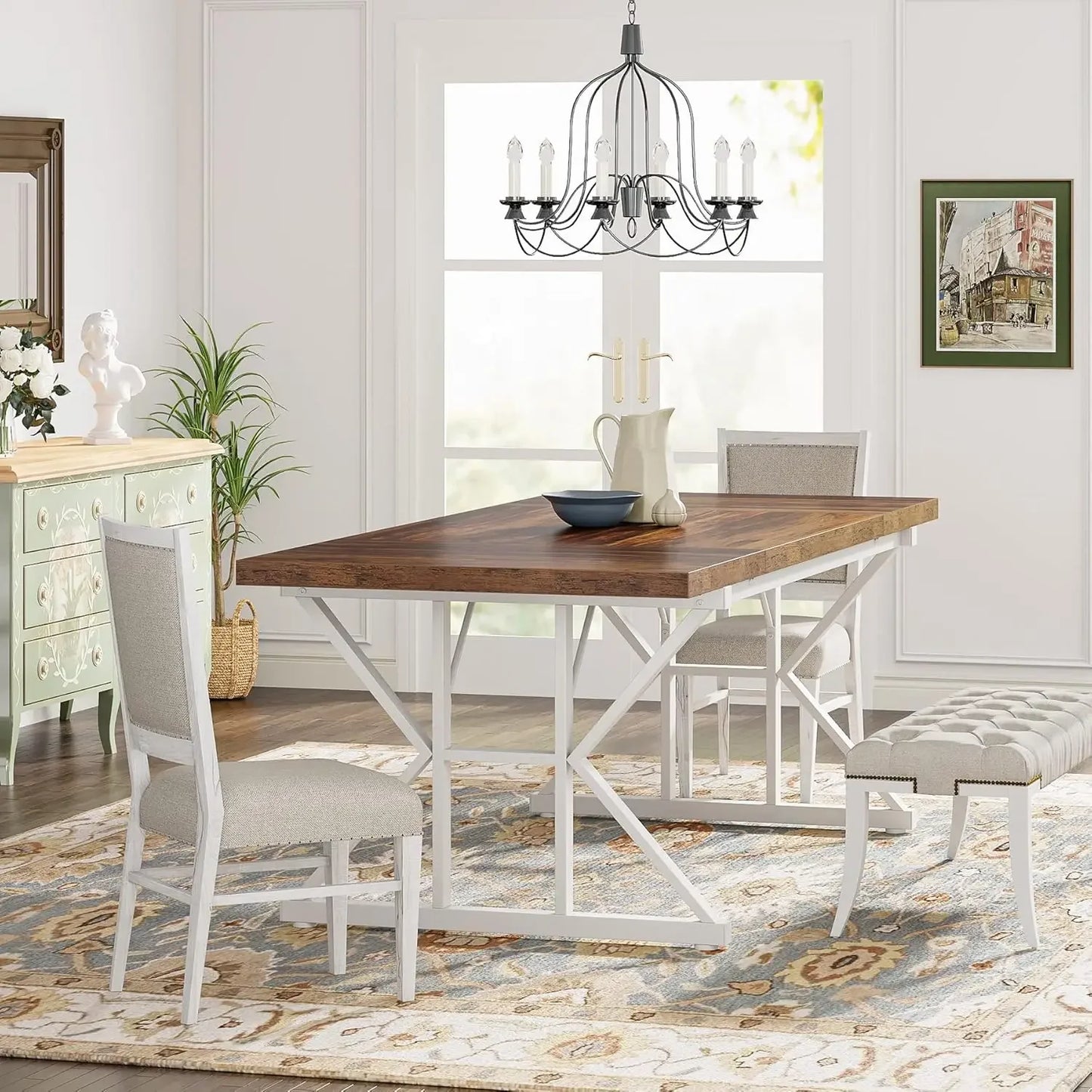 Farmhouse Dining Table for 6 People