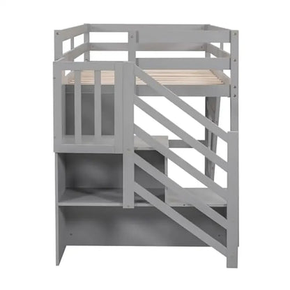 Twin Low Loft Bed with Stairs & Storage