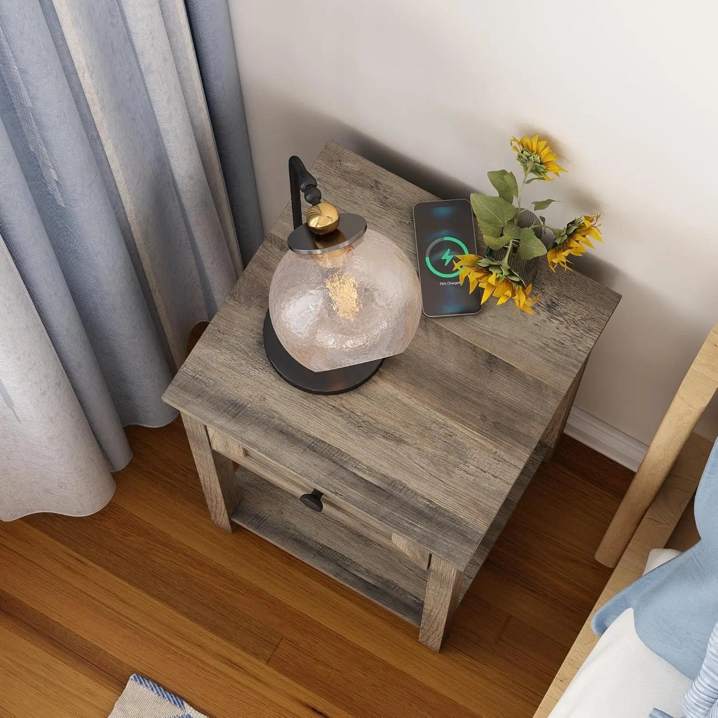 Station Oak Brown Rustic End Table