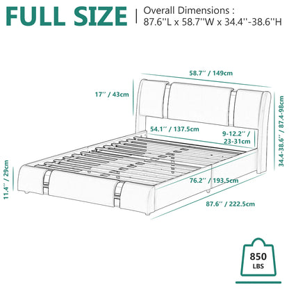 Queen/Full LED Bed Frame with Adjustable Headboard