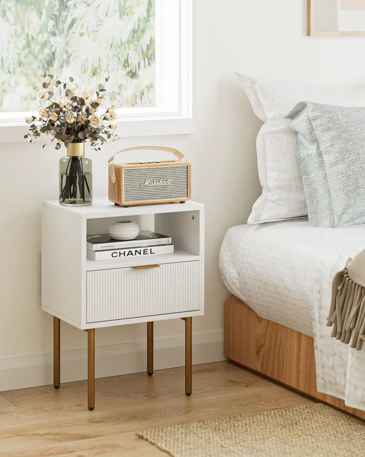 Small Bedside Table with Gold Frame