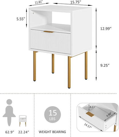 Small Bedside Table with Gold Frame