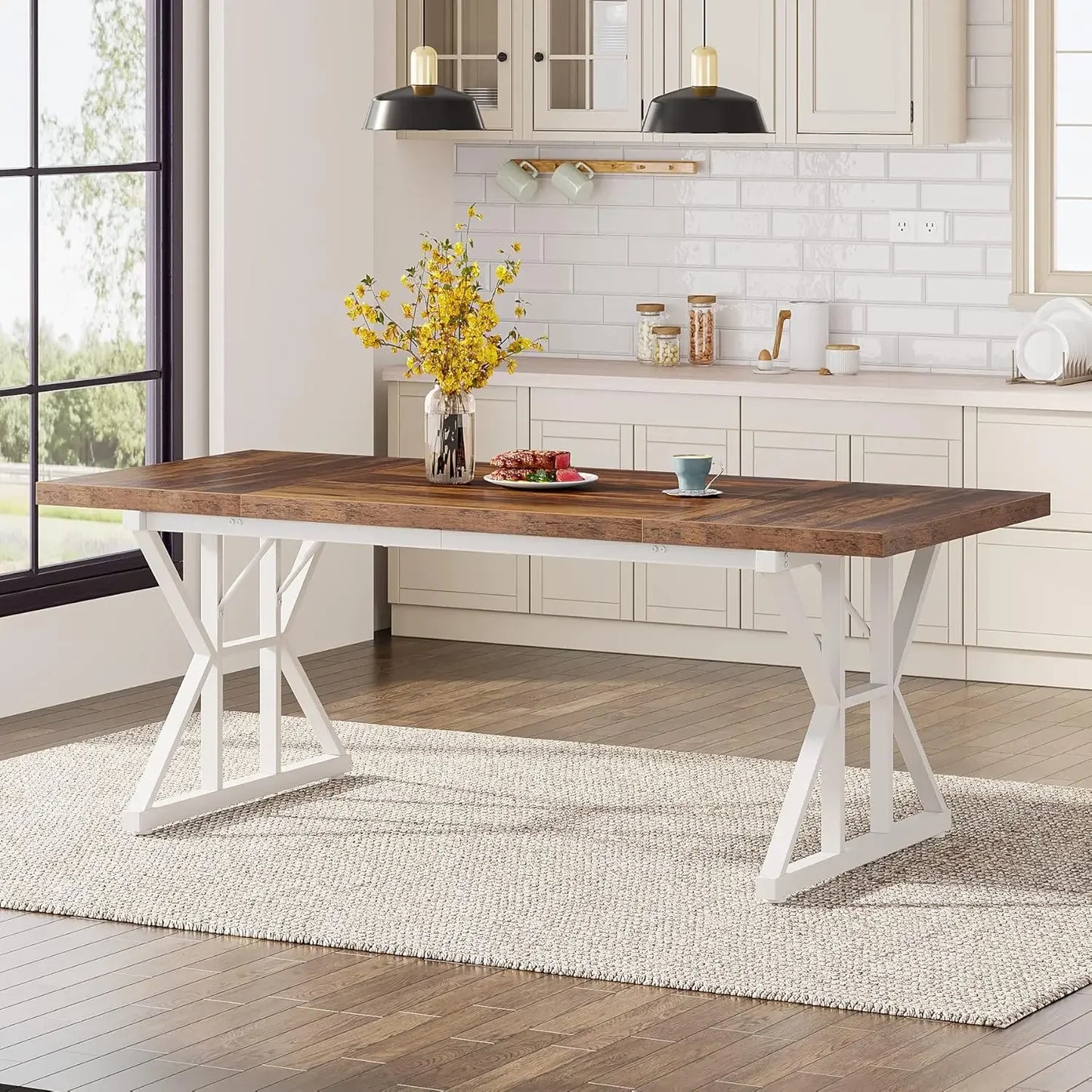 Farmhouse Dining Table for 6 People