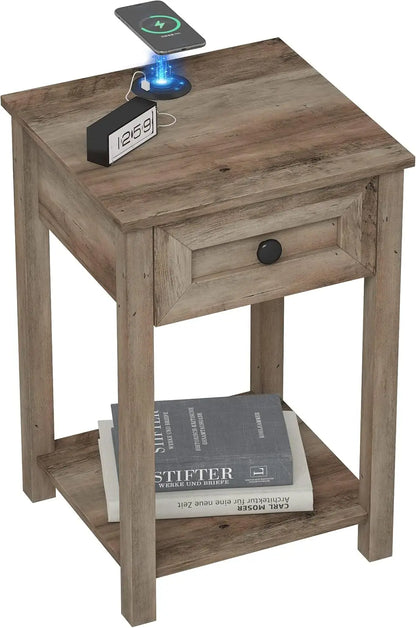 Station Oak Brown Rustic End Table