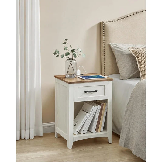 Farmhouse Nightstand with Charging Station