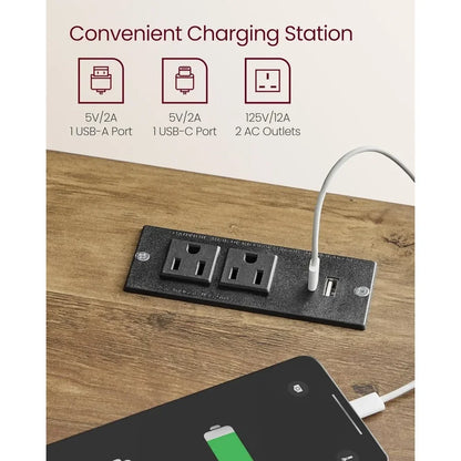 Farmhouse Nightstand with Charging Station