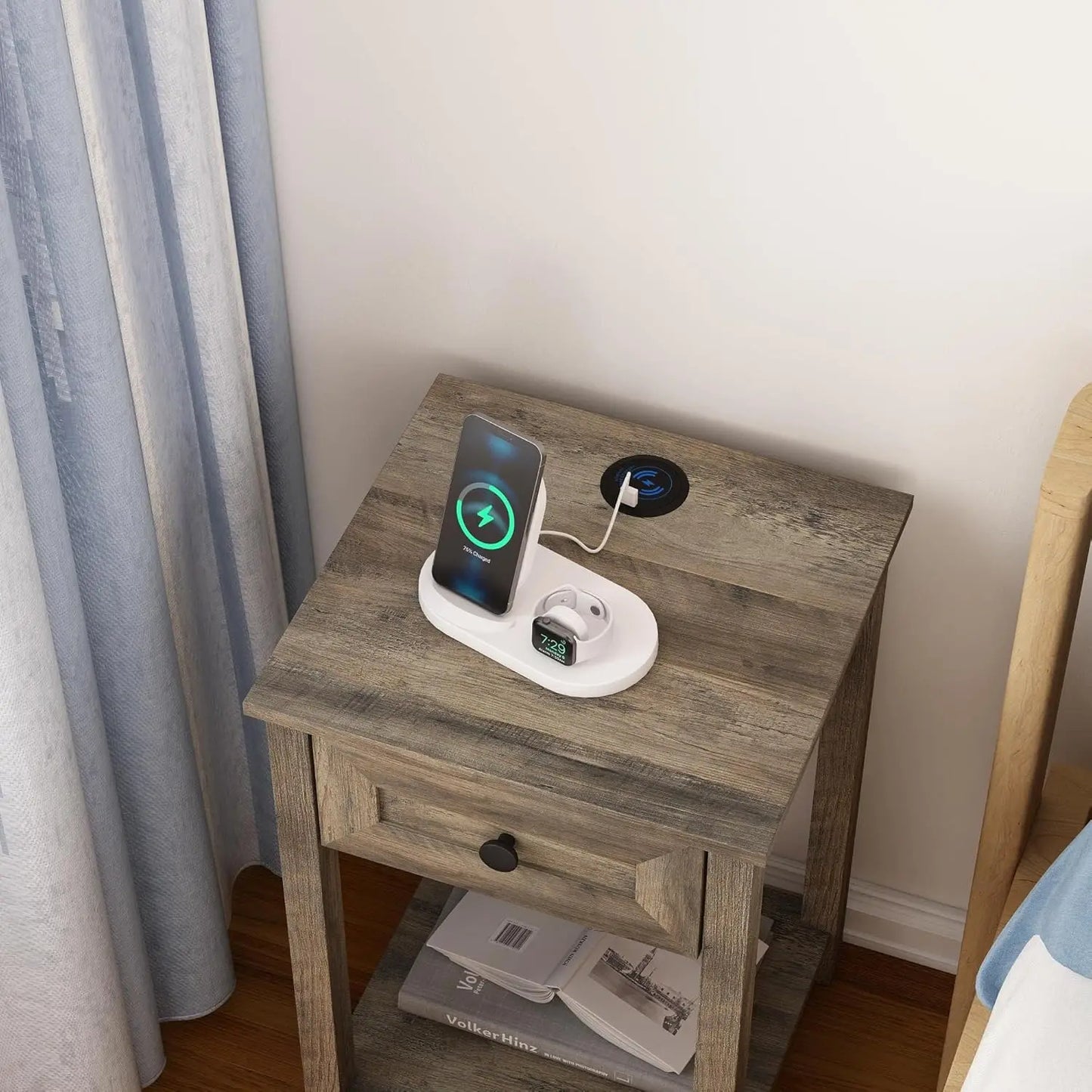 Station Oak Brown Rustic End Table