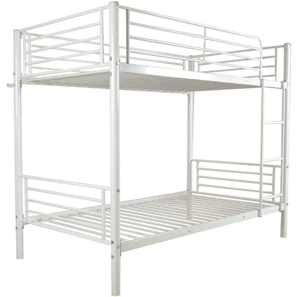 White Bunk Bed Twin Over Twin with 2 Storage Drawers